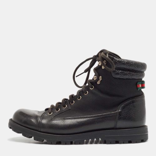 Leather and Mesh Combat Boots Size 43.5 - Gucci - Modalova