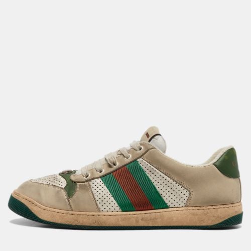 Leather and Nubuck Leather Screener Lace Up Sneakers Size 43 - Gucci - Modalova