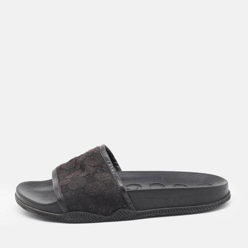 GG Canvas and Leather Flat Slides Size 41 - Gucci - Modalova