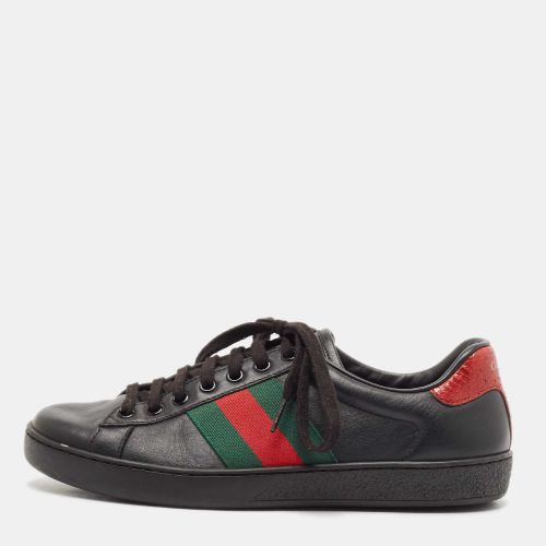 Leather and Python Embossed Leather Ace Low Top Sneakers Size 38.5 - Gucci - Modalova