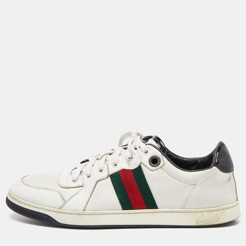 Black Leather Ace Web Detail Low Top Sneakers Size 43 - Gucci - Modalova