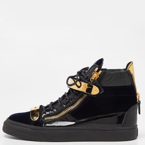 Navy /Black Velvet and Leather Coby High Top Sneakers Size 39.5 - Giuseppe Zanotti - Modalova