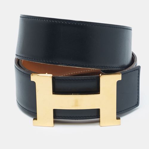 Noir/Natural Chamonix and Swift Leather Constance Reversible Belt 90 CM - Hermes - Modalova