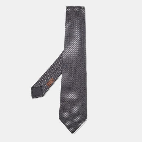 Hermes Navy Blue H Pattern Silk Tie - Hermes - Modalova