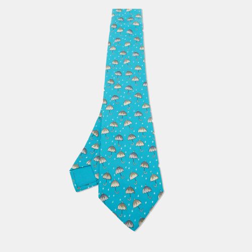 Grey Umbrella Print Silk Classic Tie - Hermes - Modalova