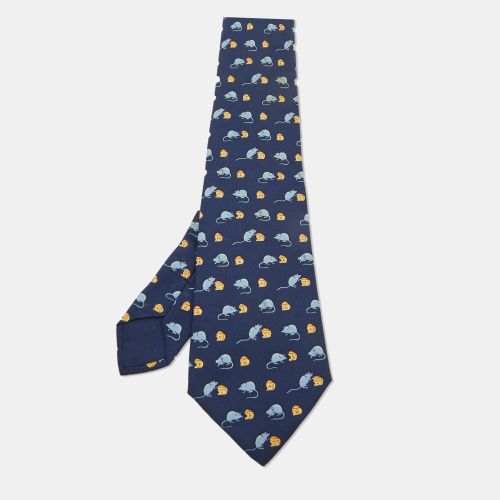 Hermès Mouse and Cheese Print Silk Classic Tie - Hermes - Modalova