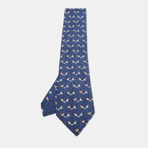 Whimsical Chickens Print Silk Classic Tie - Hermes - Modalova