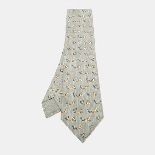 Whimsical Chickens Print Silk Classic Tie - Hermes - Modalova