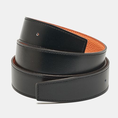 Noir/Orange Box and Togo Leather Reversible Belt Strap 95 CM - Hermes - Modalova