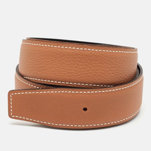 Gold/Noir Togo and Box Leather Reversible Belt Strap 90 CM - Hermes - Modalova