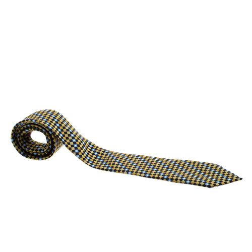 And Blue Diagonal Checkered Silk Tie - Lanvin - Modalova