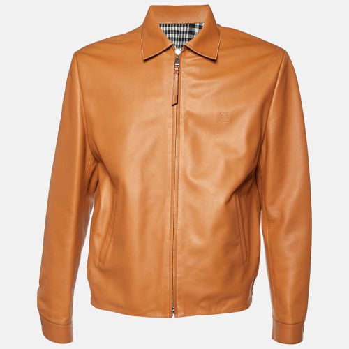 Tan Leather and Linen Reversible Blouson Jacket XL - Loewe - Modalova