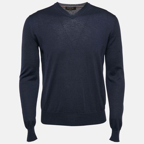 Blue Cashmere Knit V-Neck Sweatshirt M - Loro Piana - Modalova