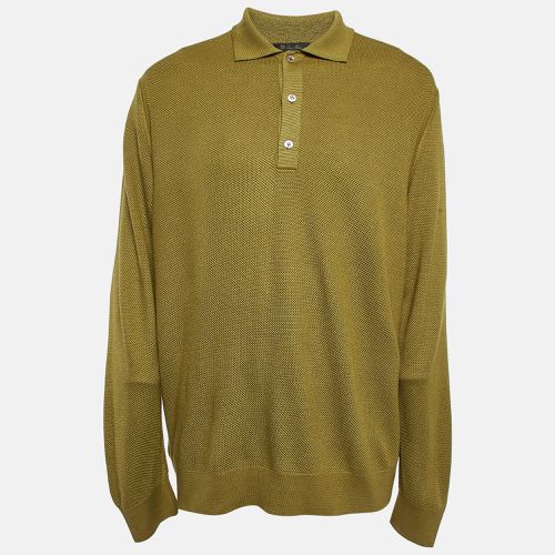 Olive Silk and Cashmere Knit Long Sleeve Polo T-Shirt 4XL - Loro Piana - Modalova