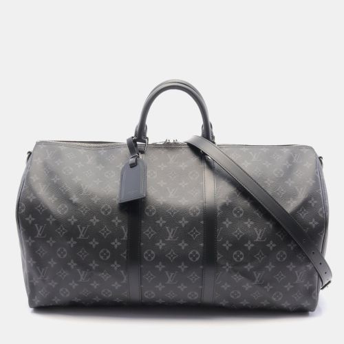 Black Canvas Keepall Bandouliere 55 Travel Bag - Louis Vuitton - Modalova