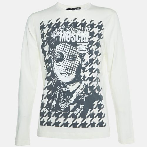 Ivory Printed Cotton Long Sleeve T-Shirt L - Love Moschino - Modalova