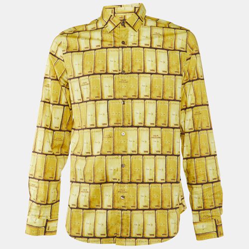 Gold Bar Print Cotton Long Sleeve Shirt L - Love Moschino - Modalova