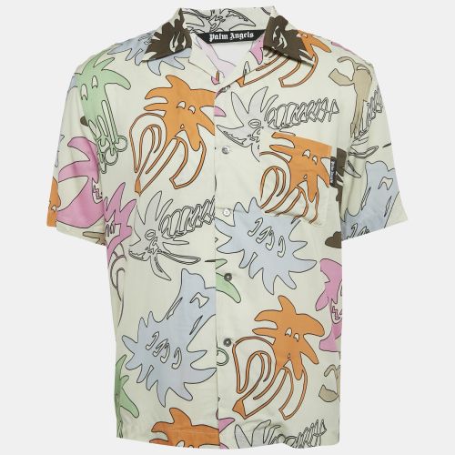 Printed Crepe Short Sleeve Shirt S - Palm Angels - Modalova