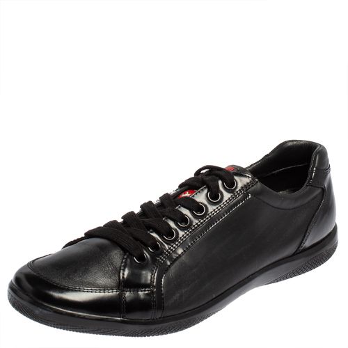 Leather And Patent Lace Up Sneakers Size 41 - Prada Sport - Modalova