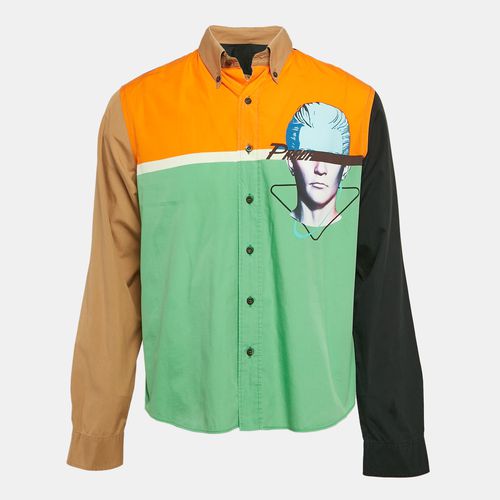 Colour-Blocked Face Print Cotton Shirt L - Prada - Modalova