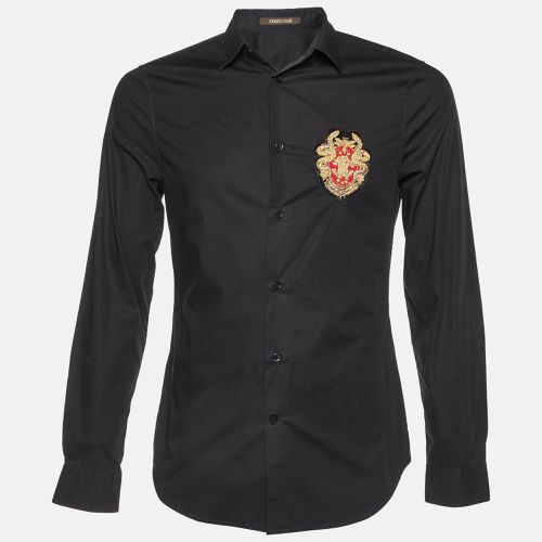 Cotton Logo Crest Embroidered Button Front Shirt S - Roberto Cavalli - Modalova