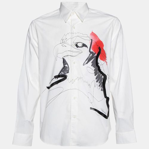 Bird Print Cotton Slim Fit Shirt XL - Roberto Cavalli - Modalova