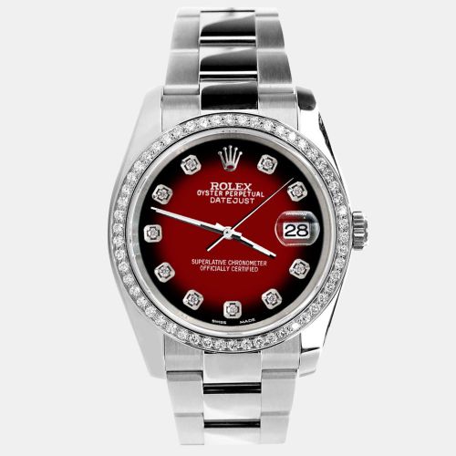 Custom Diamond Stainless Steel Datejust 116200 Automatic Men's Wristwatch 36MM - Rolex - Modalova