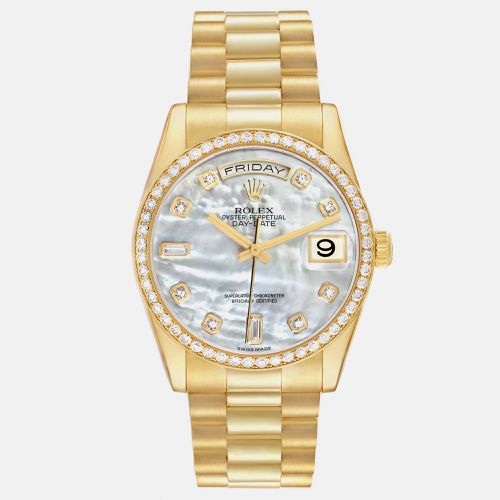 Day-Date President Yellow Gold MOP Diamond Men's Watch 36.0 mm - Rolex - Modalova