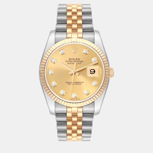 Datejust Steel Yellow Diamond Dial Men's Watch 116233 - Rolex - Modalova