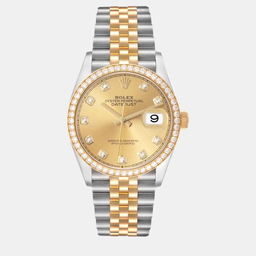 Datejust 36 Steel Yellow Diamond Dial Ladies Watch 126283 - Rolex - Modalova