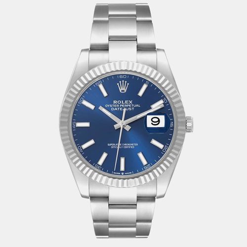 Datejust 41 Steel White Gold Dial Mens Watch 126334 - Rolex - Modalova