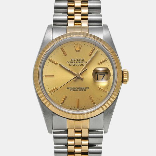 Champagne 18k Yellow Stainless Steel Datejust 16233 Automatic Men's Wristwatch 36 mm - Rolex - Modalova