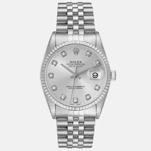 Datejust Steel White Gold Diamond Dial Men's Watch 16234 36 mm - Rolex - Modalova