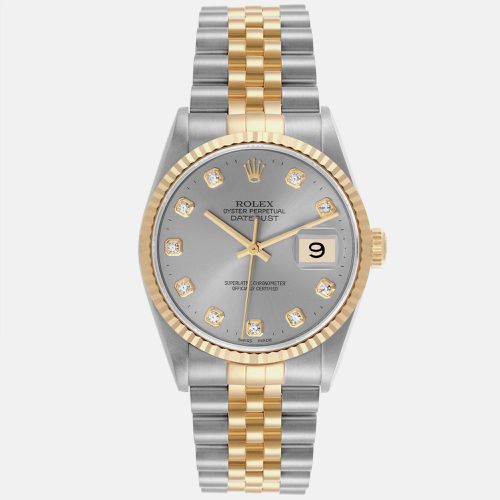 Datejust 36 Steel Yellow Gold Diamond Dial Mens Watch 16233 - Rolex - Modalova