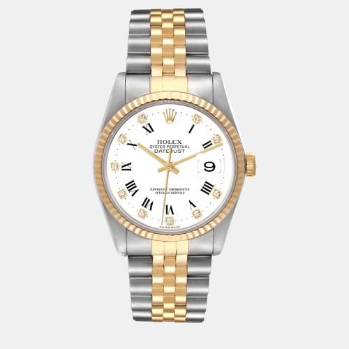 Datejust Steel Yellow Gold Diamond Dial Mens Watch 16233 - Rolex - Modalova