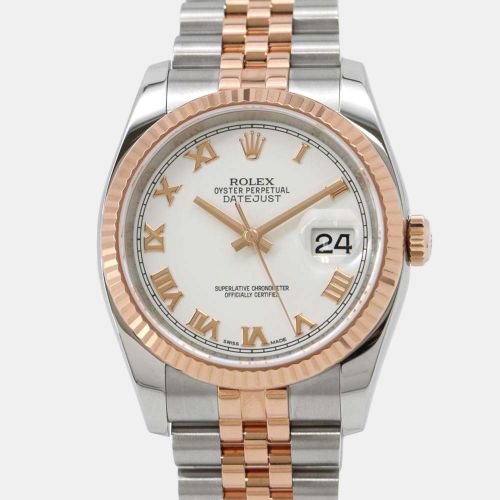 K Rose Gold Stainless Steel Datejust 116231 Automatic Men's Wristwatch 36 mm - Rolex - Modalova