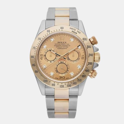 Champagne Diamond 18K Gold Stainless Steel Cosmograph Daytona 116523 Automatic Men's Wristwatch 40 mm - Rolex - Modalova