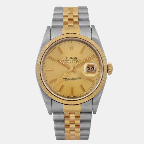 Champagne 18K Yellow Stainless Steel Datejust 16233 Automatic Men's Wristwatch 36 mm - Rolex - Modalova