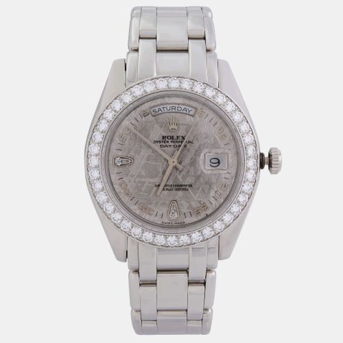 Meteorit Diamond Platinum Day-Date Automatic Men's Wristwatch 39 mm - Rolex - Modalova