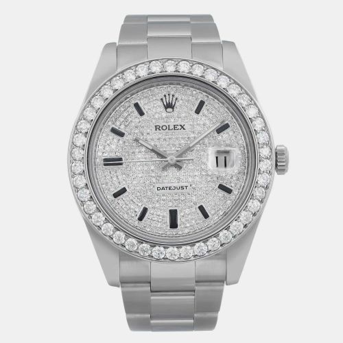 Diamond Stainless Steel Datejust Automatic Men's Wristwatch 41 mm - Rolex - Modalova