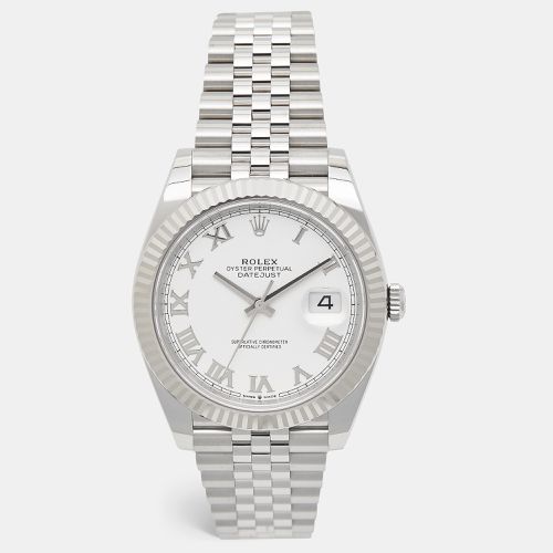 White 18K White Gold Oystersteel Datejust M126334-0023 Men's Wristwatch 41 mm - Rolex - Modalova