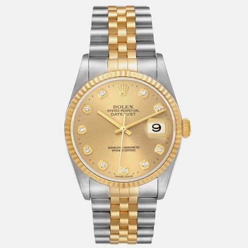 Datejust Steel Yellow Diamond Dial Men's Watch 16233 36 mm - Rolex - Modalova