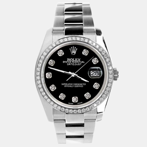 Custom Diamond Stainless Steel Datejust 116200 Automatic Men's Wristwatch 36MM - Rolex - Modalova