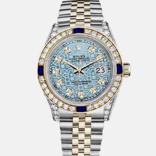 Customised Ice Diamond 18K Yellow Gold Stainless Steel Datejust 16013 Automatic Men's Wristwatch 36mm - Rolex - Modalova