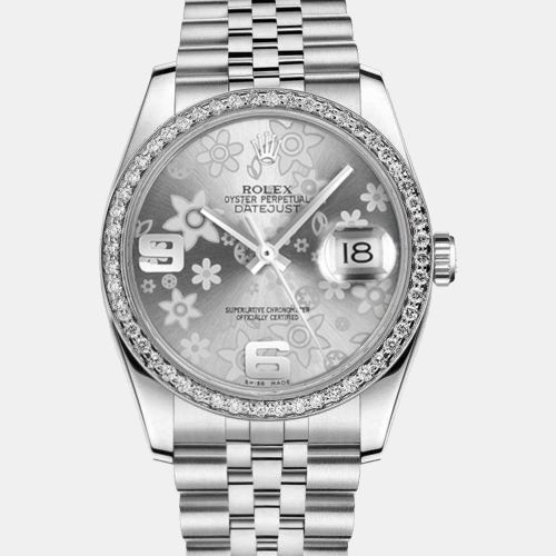Customised Diamond Stainless Steel Datejust 116234 Automatic Men's Wristwatch 36mm - Rolex - Modalova