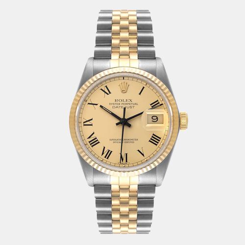 Champagne 18k Yellow And Stainless Steel Datejust 16013 Automatic Men's Wristwatch 36 mm - Rolex - Modalova