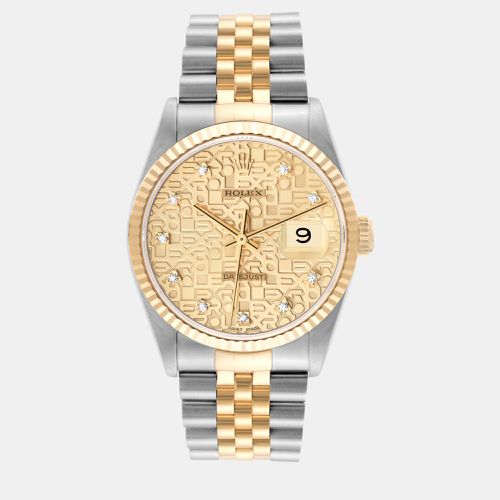 Datejust Anniversary Diamond Dial Steel Yellow Men's Watch 36.0 mm - Rolex - Modalova