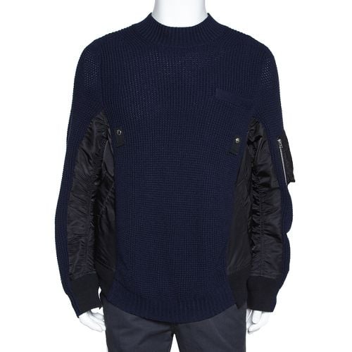 Rib Knit Wool Paneled Pullover M - Sacai - Modalova