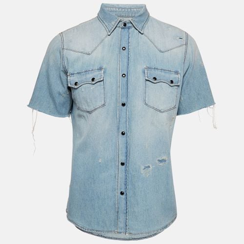 Saint Laurent Distressed Denim Shirt M - Saint Laurent Paris - Modalova