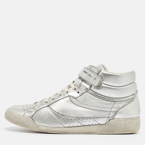 Saint Laurent Foil Leather Perforated High Top Sneakers Size 43.5 - Saint Laurent Paris - Modalova